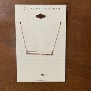 Lauren Conrad | Rose Gold Dainty Bar Necklace | 16”